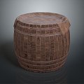 Wooden Barrel Water Barrel Old Wooden Barrel Water Barrel Pot Container Realistic 3d model