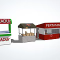 Small Commercial Stalls With PERTAMINI Shop Cafe Cream And Cigarette Displays