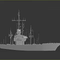 Warship 3D Model Watercraft With Metal Structure Upper Deck Masts And Antennas