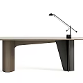 Modern Minimalist Desk Design With Wooden Surface And Adjustable Table Lamp