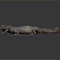 Realistic Crocodile Sculpture Featuring Open Mouth Textured Skin and Raised Tail