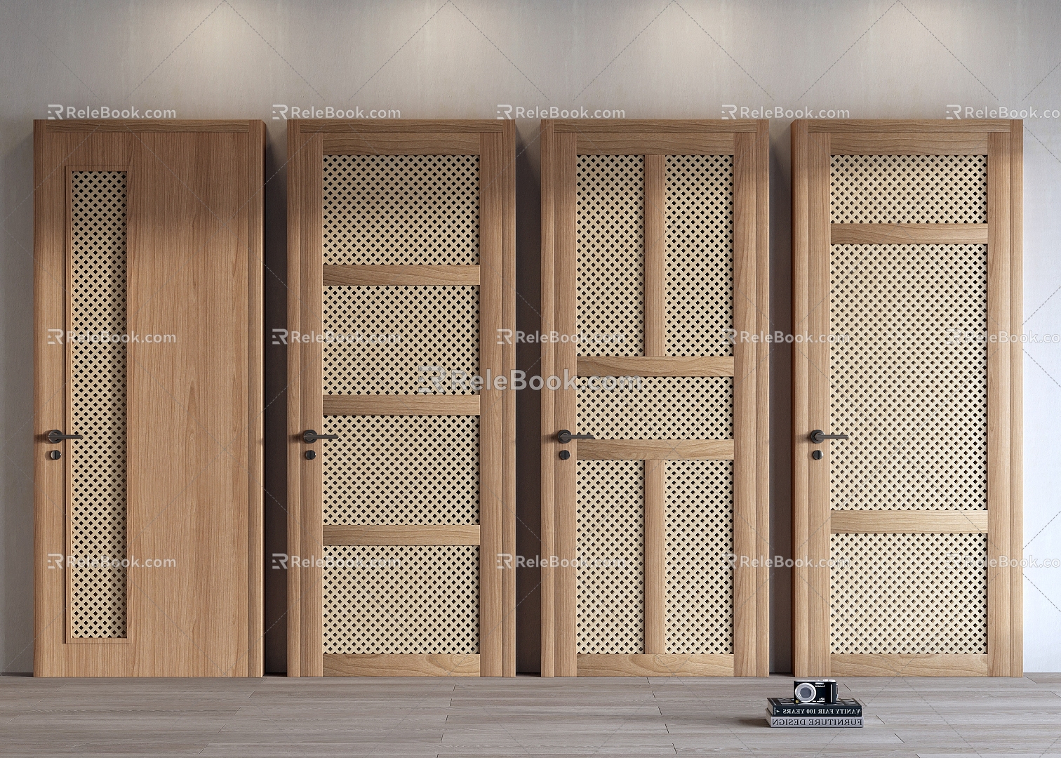 Japanese Style Door Solid Wooden Door Single Door Swing Door Lock 3d model