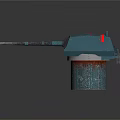 Blue Naval Gun Weapon Model With Three Barrels And Red Star On Top 3d model