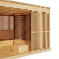 Traditional Japanese Wooden Room Interior With Sliding Screens And Tatami Seats