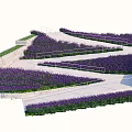 Geometric Roadway Facilities Design With Lavender Flower Beds Green Belts And Stone Pavements