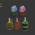 Military Grenades In Different Styles With Green Bodies And White Tops