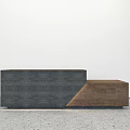Modern Geometric Reception Desk With Wooden And Gray Structure Design 3d model