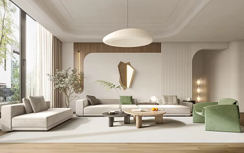 Quiet living room milk wine home living room 3d model