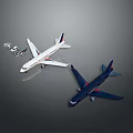 Two Airplane Models White And Dark Blue With Small Accessory Parts 3d model