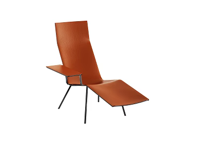 Modern Orange Leather Lounge Chair With Black Metal Frame And Comfortable Design 3d model