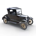 Black Vintage Convertible Car With Golden Spoke Wheels And Classic Design