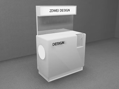 Modern White Display Cabinet Featuring ZOWEI Design Branding For Exhibition 3d model