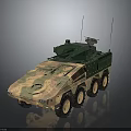 Armored Military Vehicle with Camouflage Paint 8x8 Wheel Design Mounted Turret Weapon and Communication Antennas