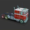 Red Semi Truck Cab With Chrome Accents And Multiple Wheels On Dark Background