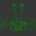 Cartoon Style Metallic Robot Game Movie Character With Yellow Eyes And Spikes