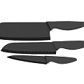 Modern Kitchen Knives Set With Black Handles And Sharp Blades For Cooking 3d model