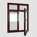 Wooden Door With Glass Panels In Open Position And Brass Handle