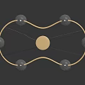 Modern Golden Curved Chandelier With Transparent Spherical Bulbs And Round Base