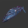 Futuristic Blue Sci Fi Spaceship Model With Detailed Structure And Metallic Finish