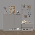 Modern White Shoe Cabinet With Storage Coat Rack Hats Bags And Shoes