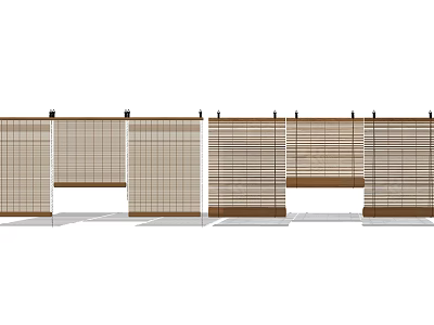 Stylish Window Blinds with Various Natural Wood Tones and Horizontal Slat Designs 3d model