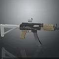 Modern Tactical Rifle With White Folding Stock Black Body And Tan Rail System