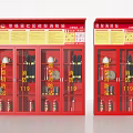 Red Fire Equipment Cabinets With Extinguishers Hoses In Community Mini Fire Station