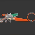 Futuristic Red And Green Concept Vehicle With Large Wheels Metallic Parts And Surface Reflection