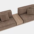 Modern Brown Fabric Two Seater Sofa With Plush Cushions And Side Table 3d model