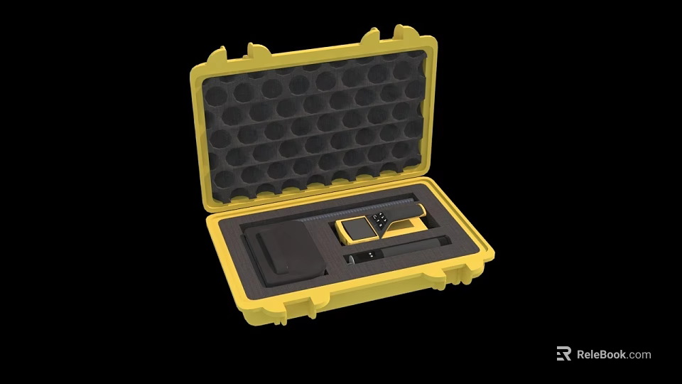 Industrial Equipment Protective Storage Case With Yellow Shell And Foam Liner 3d model 