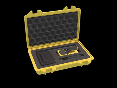Industrial Equipment Protective Storage Case With Yellow Shell And Foam Liner 3d model