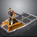 Orange Small Utility Vehicle Featuring Cabin Grid Platform And Rear Lights 3d model