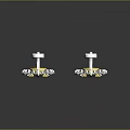 Exquisite Layered Teardrop Earrings With Black Gemstone And White Crystal Accents For Elegant Fashion Accessory