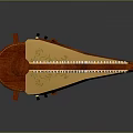Elegant Classical Wooden Harp With Golden Strings And Polished Brown Body