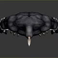 Muscular Horned Dark Skinned Game Movie Character With Metal Bracelets Anklets And Claws