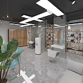 Modern Beauty Hair Salon Interior With Styling Chairs Mirrors Lighting And Green Plants