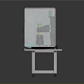 Industrial Equipment With Transparent Protective Enclosure On Blue Platform And White Stand