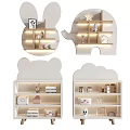 Cute Animal Shaped Kids Bookcase With Decorative Toys Small Houses And LED Lights