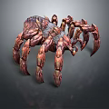 Spider Like Game Movie Character With Red Brown Armored Body And Multiple Sharp Legs