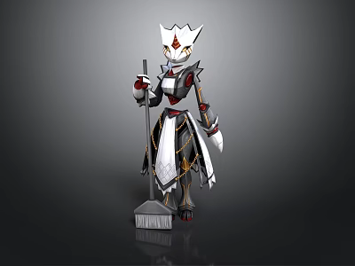 Fantasy Style Stone Maid Humanoid Robot Maid Cleaner Futurism Science Fiction Mechanical White 3d model
