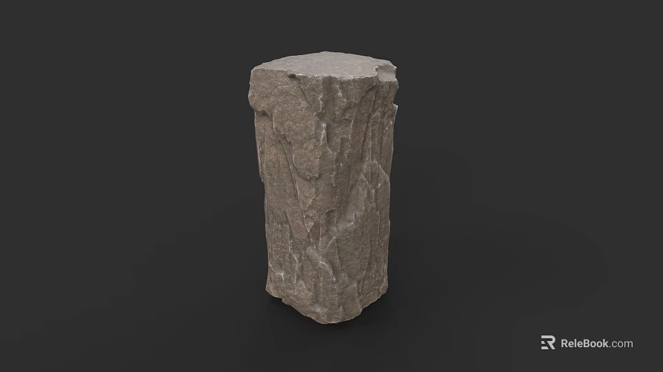 Micro Terrain Stone Column With Natural Textured Surface And 3D Model Design 3d model 