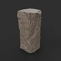Micro Terrain Stone Column With Natural Textured Surface And 3D Model Design
