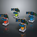 Colorful Interactive Robots With Multiple Screens And Mechanical Arms For Service 3d model