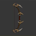Bone Like Bow Weapon with Spikes and Red String 3D Rendered Design