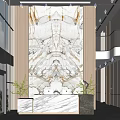 Modern Service Hall Interior With Marble Wall Front Desk And Large Windows