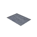 Blue And White Checkerboard Square Rug With Woven Texture And Geometric Design