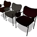 Modern Armchairs With Different Fabric Colors And Metal Legs