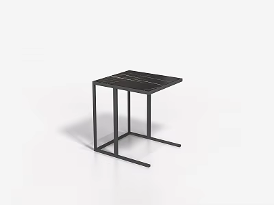 Modern Minimalist Corner Table With Black Metal Frame And Square Smooth Top 3d model