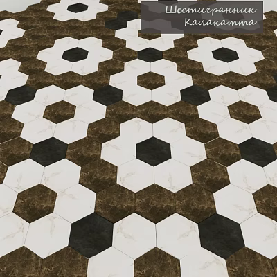 Hexagonal Floor Tiles With White Black Brown Modern Geometric Pattern Design 3d model Hexagonal Floor Tiles With White Black Brown Modern Geometric Pattern Design 3d model