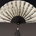 Traditional Chinese Fan Wall Hanging Decorations with Calligraphy and Tassels